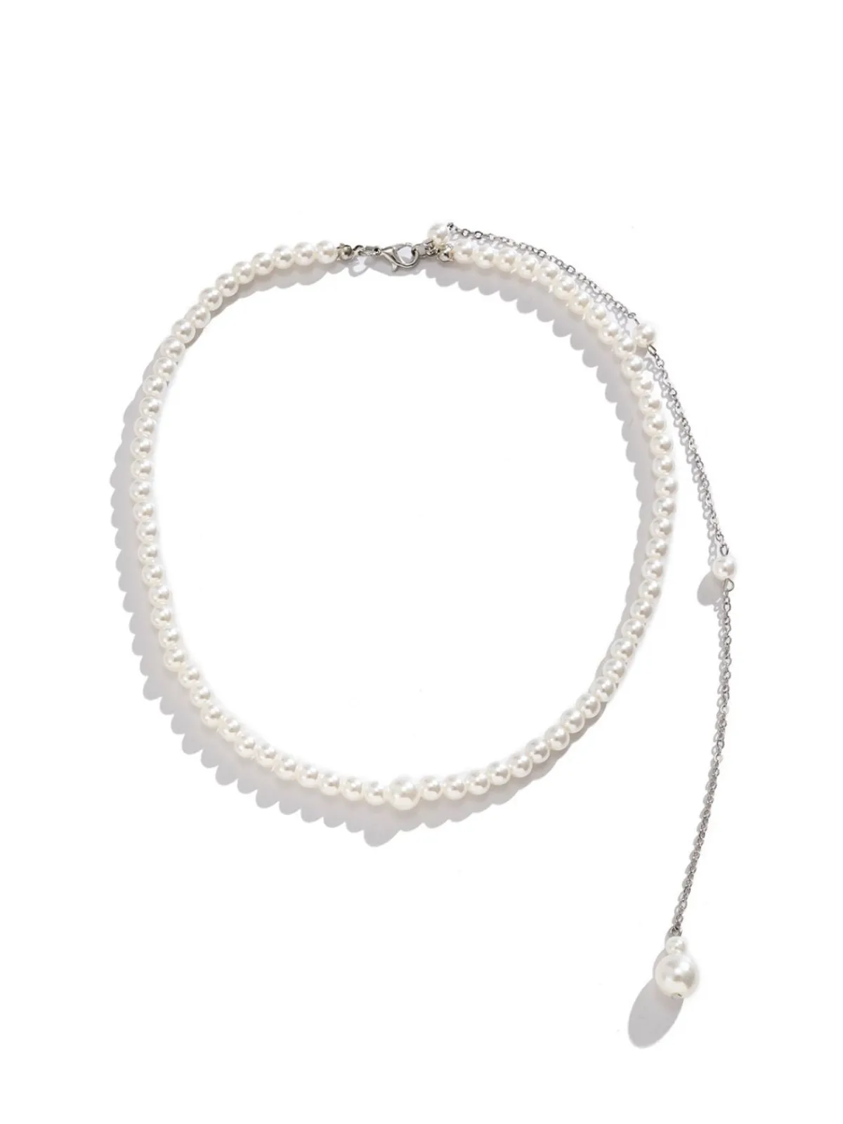 Online Retro Stage White Vintage Pearl Back Drop Chain Necklace