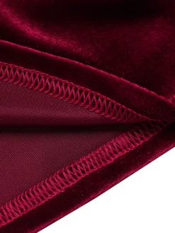 Clearance Retro Stage 1930s Beaded Velvet Sling Fishtail Dress Wine Red