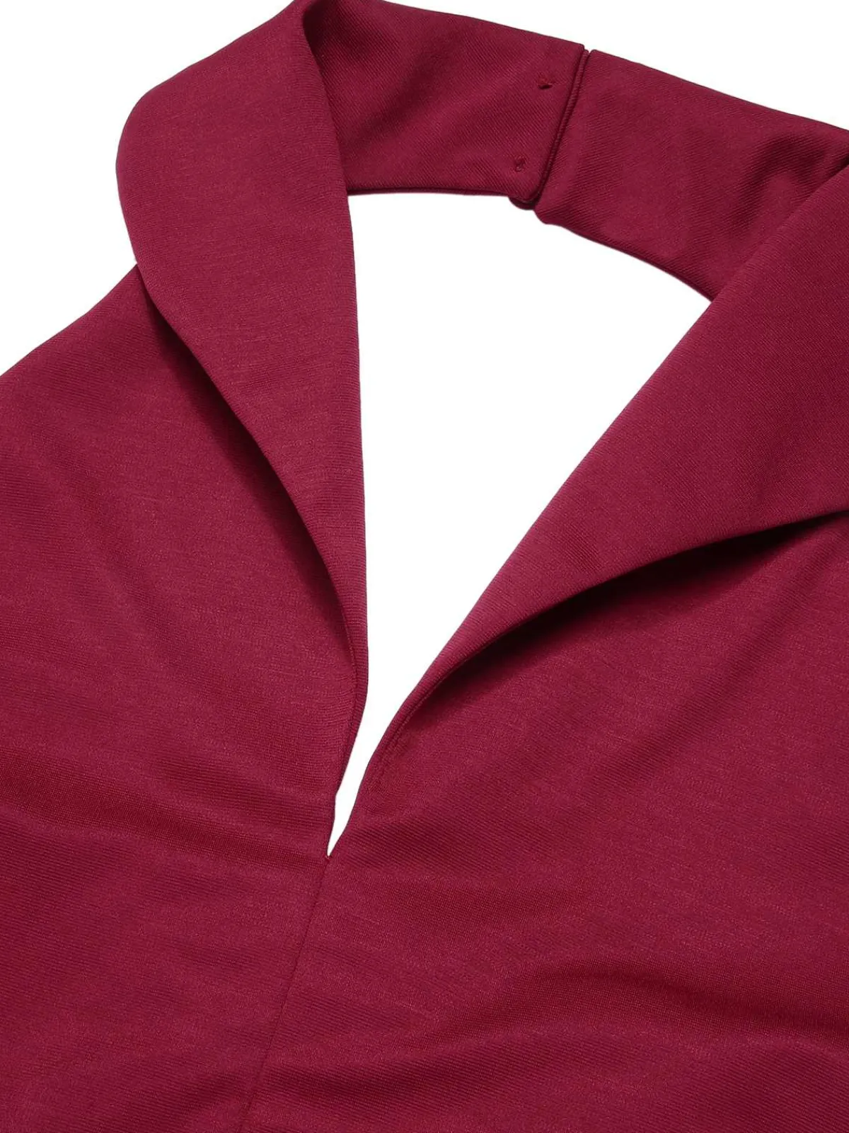 Best Retro Stage 1950s Butterfly Lapel Mesh Dress Wine Red