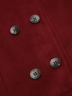 New Retro Stage 1950s Fur Collar Hooded Coat Wine Red
