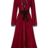 Hot Retro Stage Wine Red 1950s Lace Patchwork Night Robe
