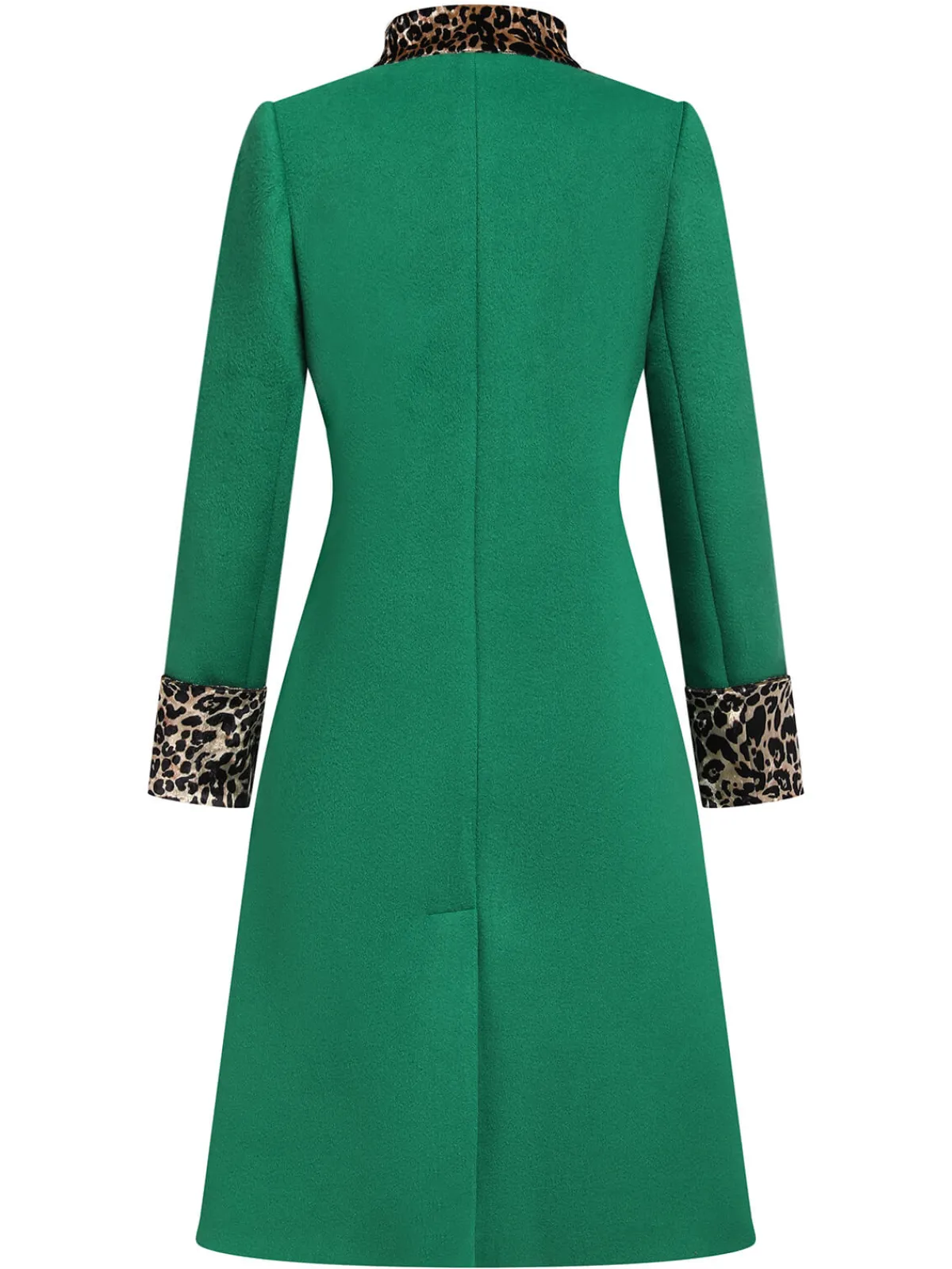 Best Retro Stage Wine Red 1940s Leopard Patchwork Button Coat