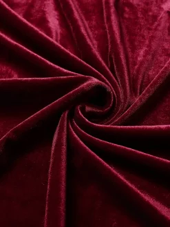 Outlet Retro Stage 1940s Long Sleeves Velvet Ruched Dress Wine Red