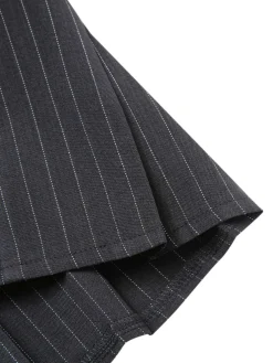 Best Retro Stage Wine Red 1960s Pinstripes Belted Pleated Skirt