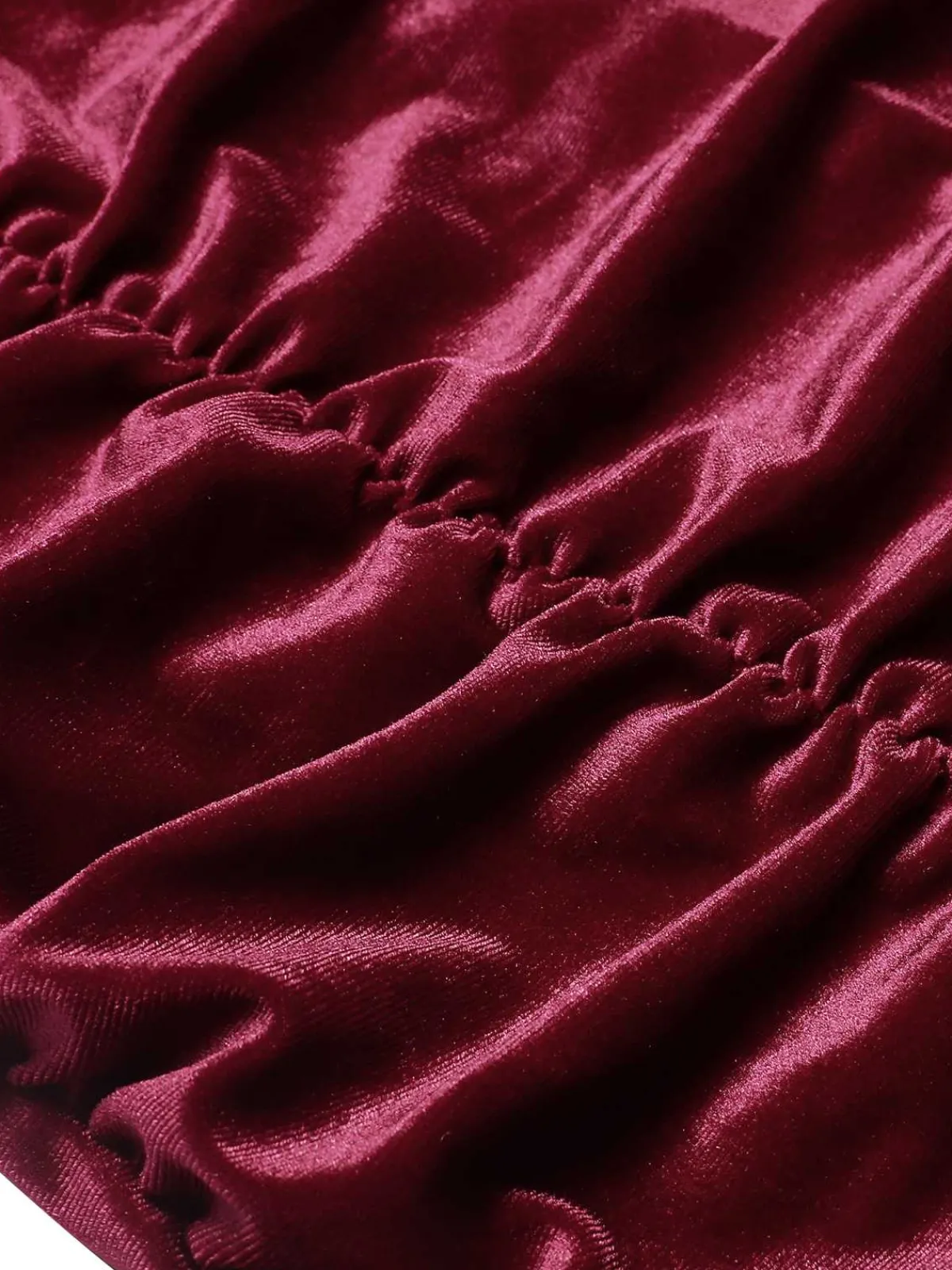 Outlet Retro Stage 1930s Ruffled Hem Pleated Dress Wine Red