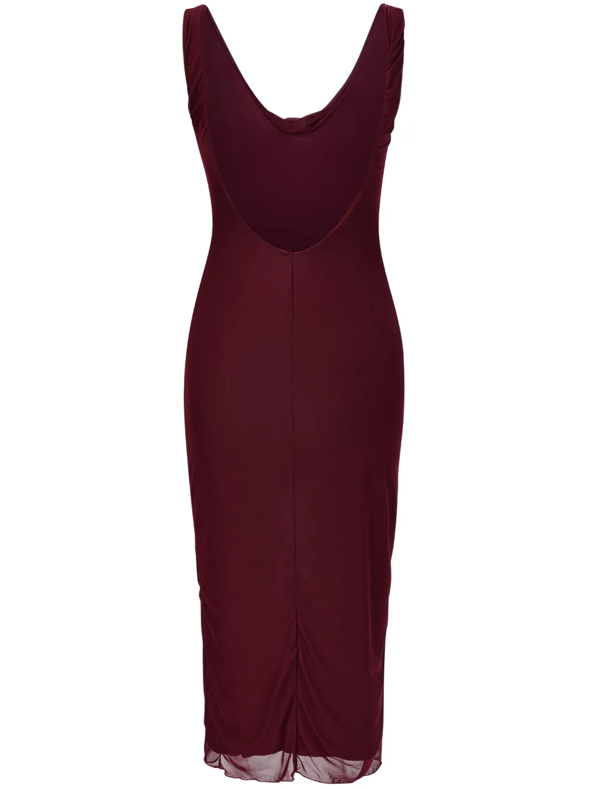 Online Retro Stage 1960s Scarf Slit Backless Dress Wine Red