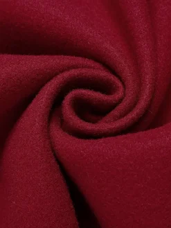 Outlet Retro Stage 1960s Solid Belted Cloak Coat Wine Red