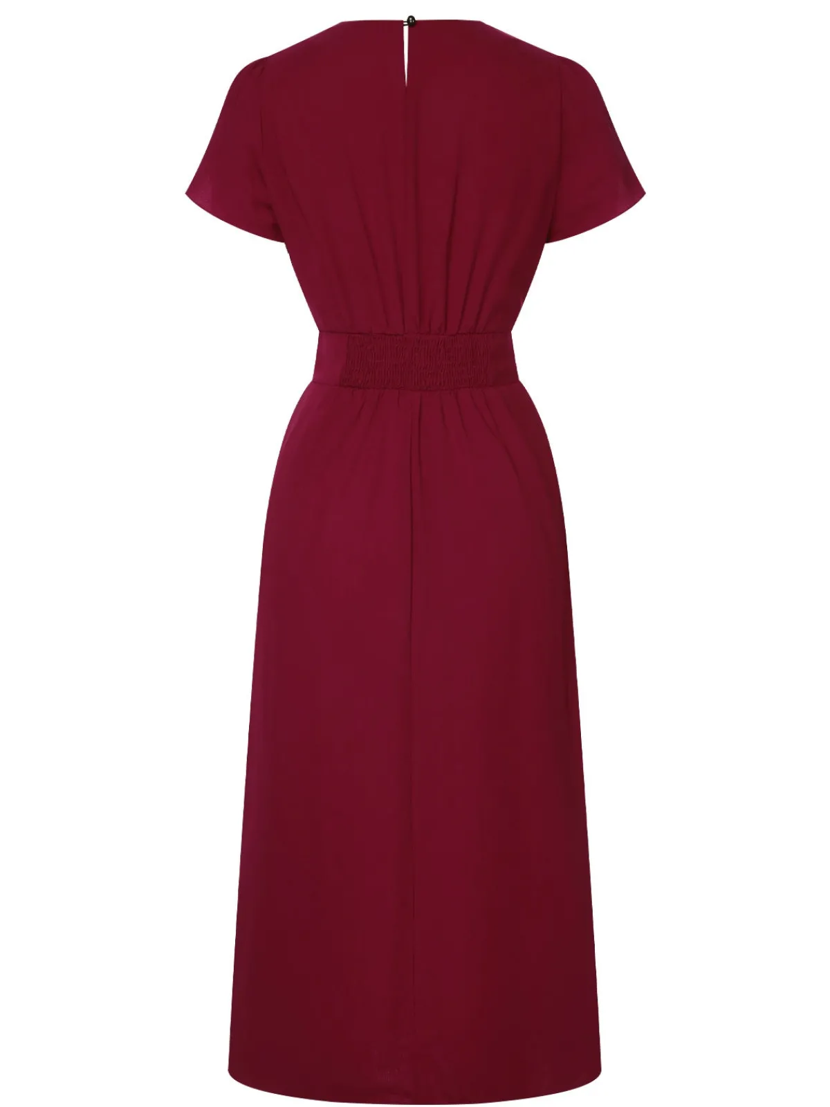 Discount Retro Stage 1960s Solid Side Slit Dress Wine Red