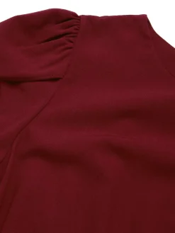 Discount Retro Stage 1960s Solid Side Slit Dress Wine Red