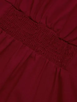 Discount Retro Stage 1960s Solid Side Slit Dress Wine Red