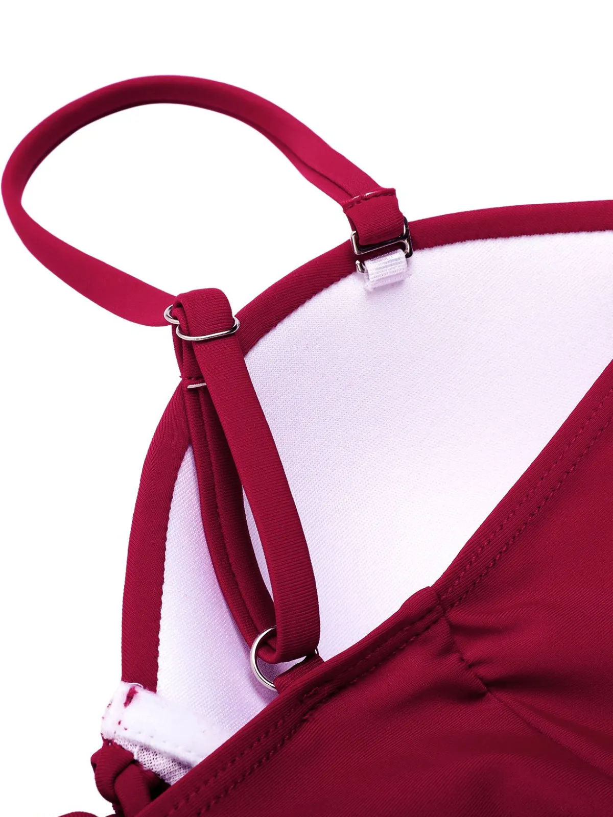 Clearance Retro Stage 1960s Solid Spaghetti Strap One-piece Swimsuit Wine Red