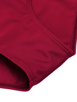 Clearance Retro Stage 1960s Solid Spaghetti Strap One-piece Swimsuit Wine Red