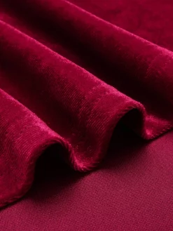 Best Retro Stage 1940s Solid Velvet Puff Dress Wine Red