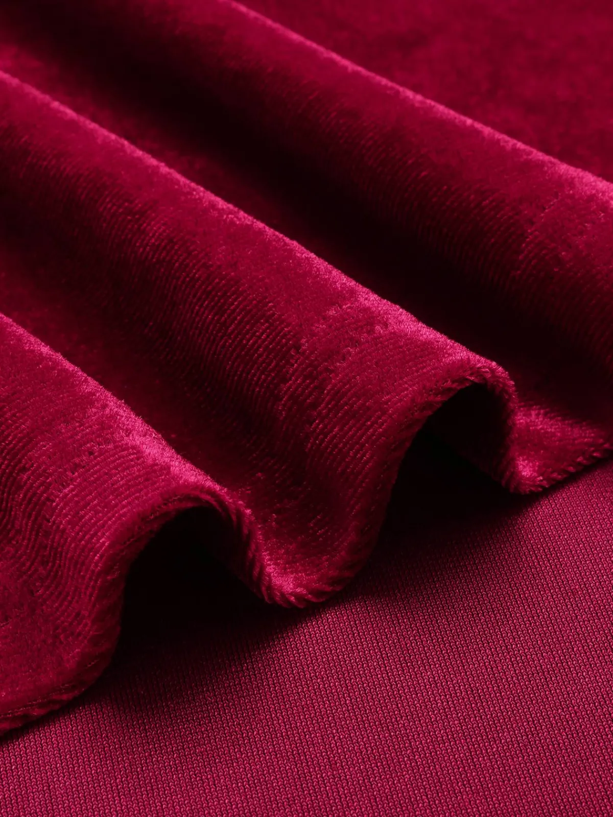 Best Retro Stage 1940s Solid Velvet Puff Dress Wine Red