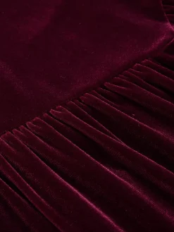Discount Retro Stage 1950s Spaghetti Strap Velvet Nightgown Wine Red