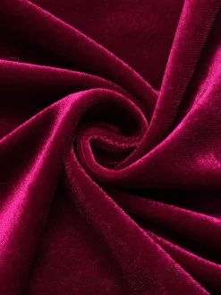 New Retro Stage 1930s Squared Neck Velvet Mermaid Dress Wine Red
