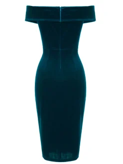 Hot Retro Stage Wine Red 1960s Velvet Bodycon Vintage Dress
