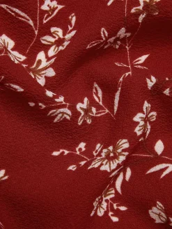 Online Retro Stage 1940s V-Neck Floral Slit Dress Wine Red