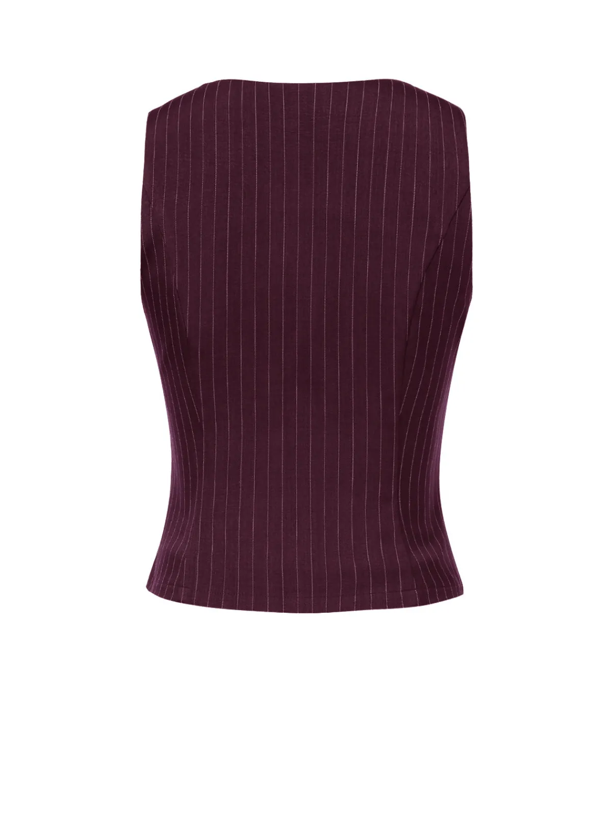 Fashion Retro Stage Wine Red 1960s V-Neck Pinstripes Sleeveless Top