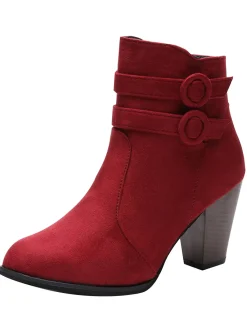 Online Retro Stage Vintage Flannelette High Heel Boots Wine Red