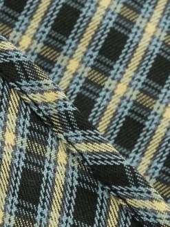 Outlet Retro Stage 1950s Plaid Lapel Belt Swing Dress Yellow & Black