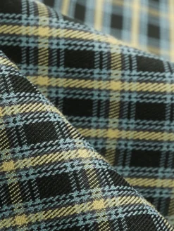 Outlet Retro Stage 1950s Plaid Lapel Belt Swing Dress Yellow & Black