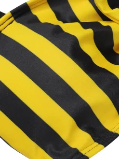 Clearance Retro Stage & Black 1970s Striped Bow Halter Swimsuit Yellow