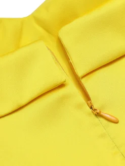 Hot Retro Stage 1960s Bow Strap Pencil Dress Yellow & Blue