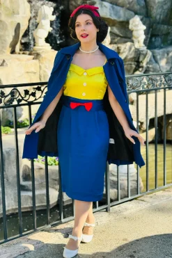 Discount Retro Stage 1960s Bow Strap Pencil Dress Yellow & Blue