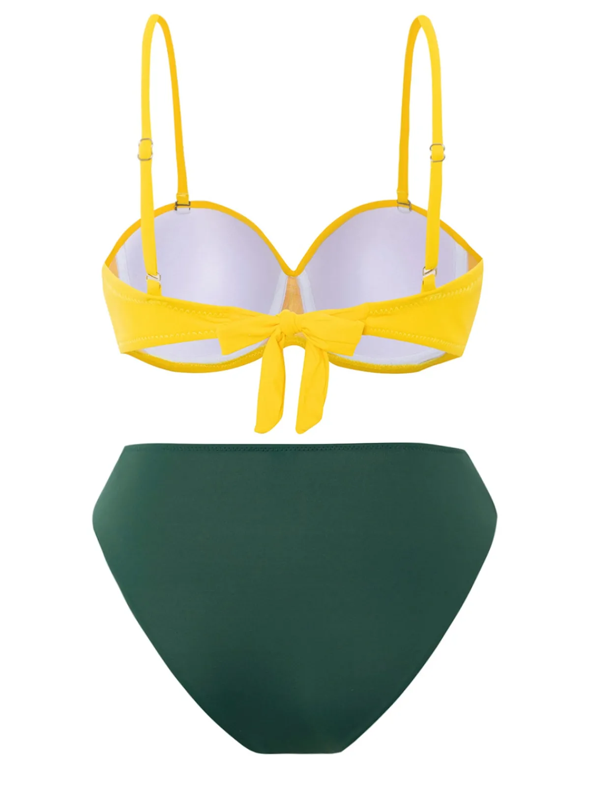 New Retro Stage & Green 1960s Spaghetti Straps Bikini Set Yellow