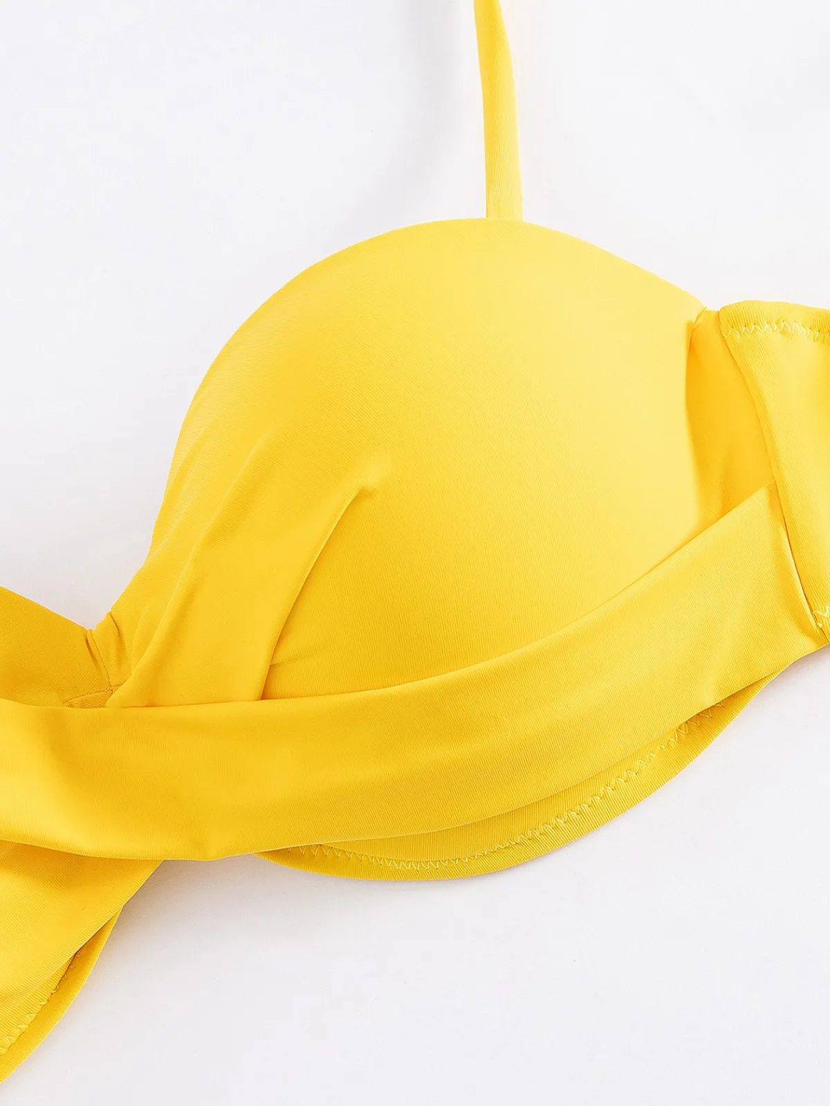 New Retro Stage & Green 1960s Spaghetti Straps Bikini Set Yellow