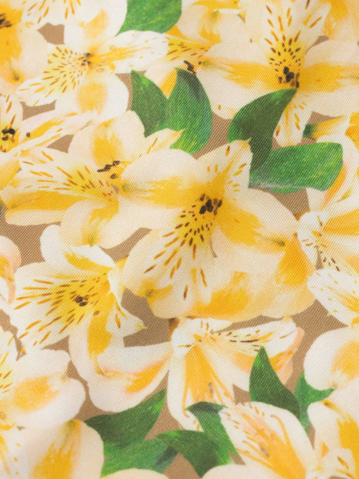 Hot Retro Stage 1960s Back Lace-Up Ruched Floral Dress Yellow