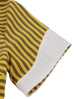 Best Retro Stage 1950s Bow Striped Swing Dress Yellow