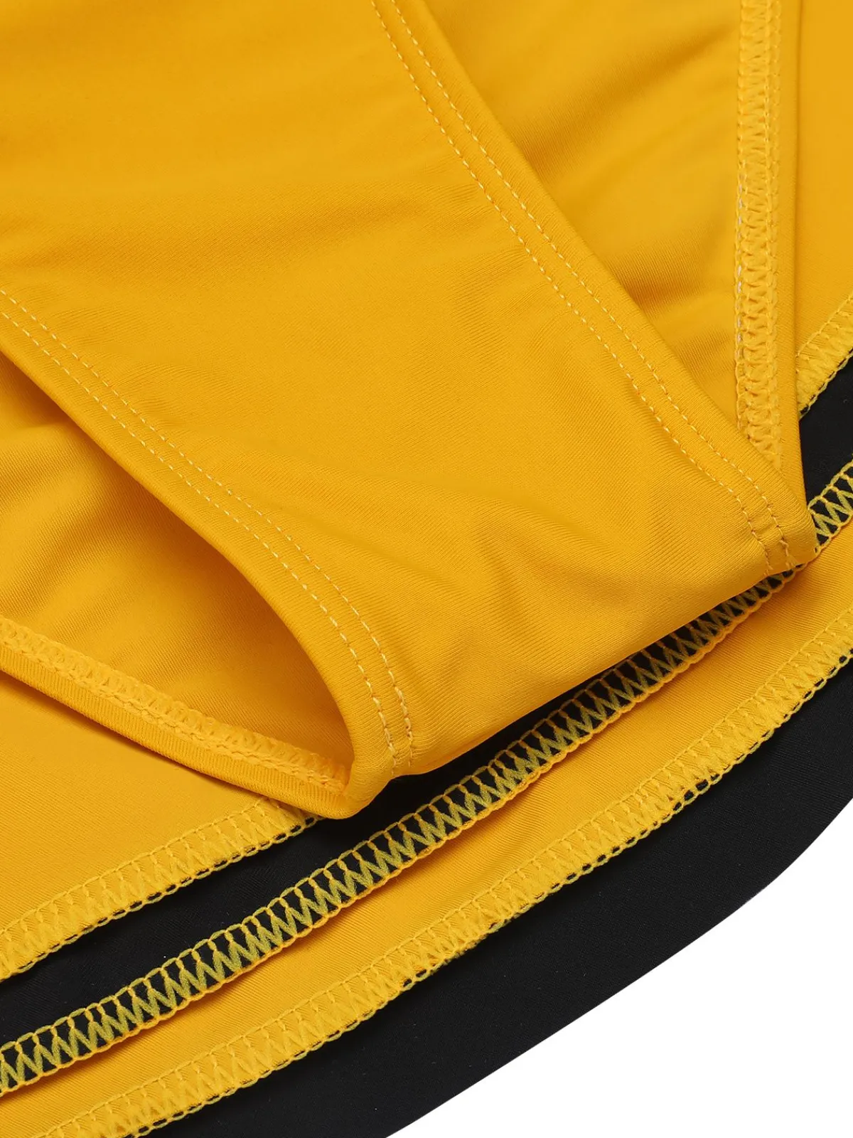 New Retro Stage 1940s Contrast Halter Patchwork Swimsuit Yellow
