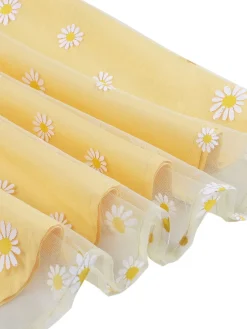 Hot Retro Stage 1950s Daisy Embroidered Mesh Dress Yellow