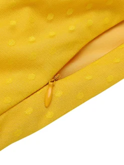 Fashion Retro Stage 1950s Dots Off-Shoulder Mesh Swing Dress Yellow