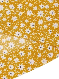 Clearance Retro Stage 1930s Floral Ruffles Tie Jumpsuit Yellow