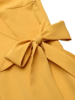 Online Retro Stage 1930s Halter Lace-Up Jumpsuit Yellow