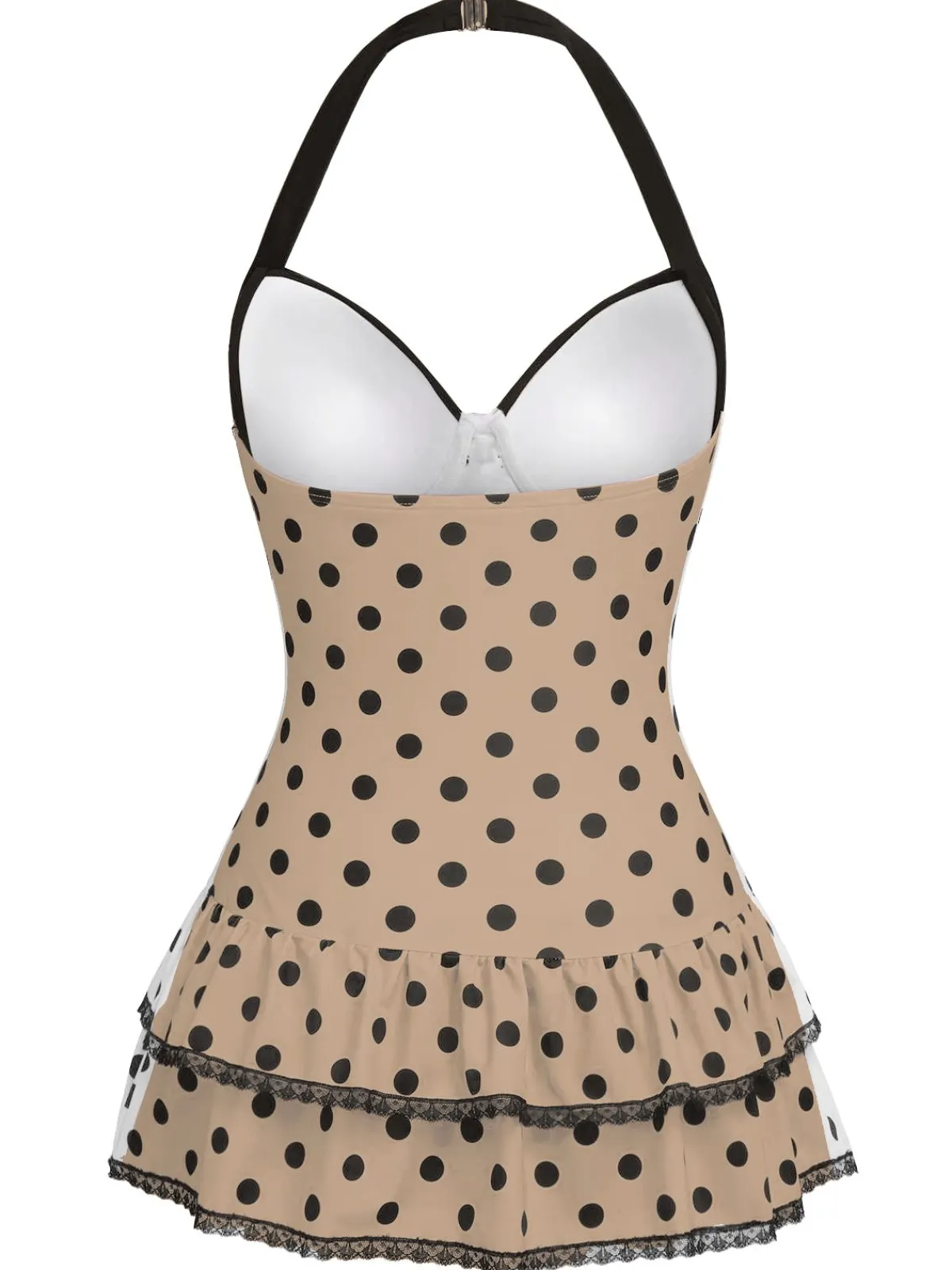 New Retro Stage Yellow 1940s Halter Polka Dots Bow Swimsuit