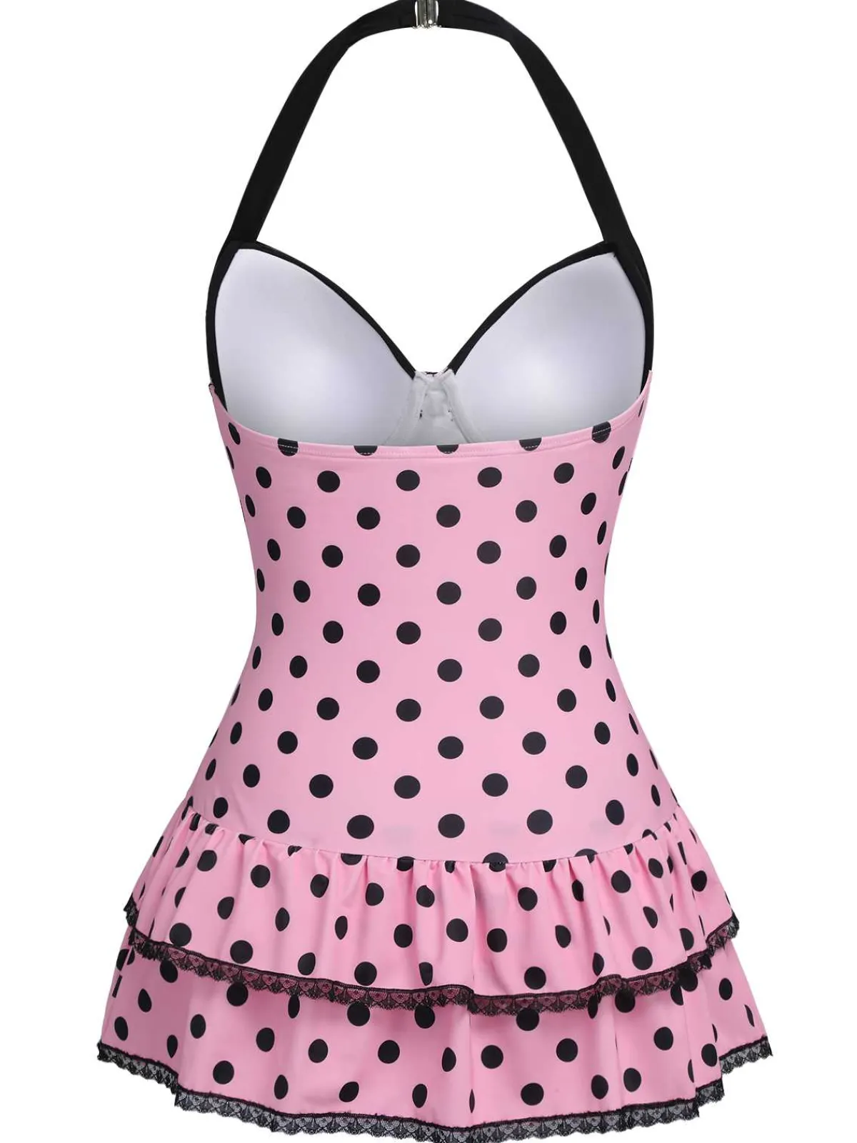 New Retro Stage Yellow 1940s Halter Polka Dots Bow Swimsuit