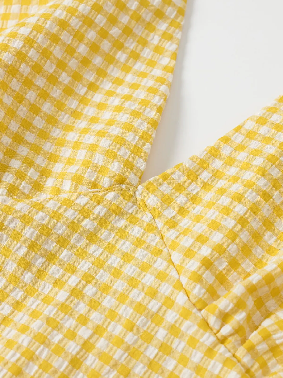 Hot Retro Stage 1960s Halter V-Neck Plaids Dress Yellow