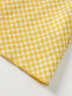 Hot Retro Stage 1960s Halter V-Neck Plaids Dress Yellow