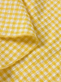 Hot Retro Stage 1960s Halter V-Neck Plaids Dress Yellow