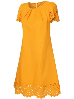Sale Retro Stage 1960s Hollow A-Line Solid Dress Yellow