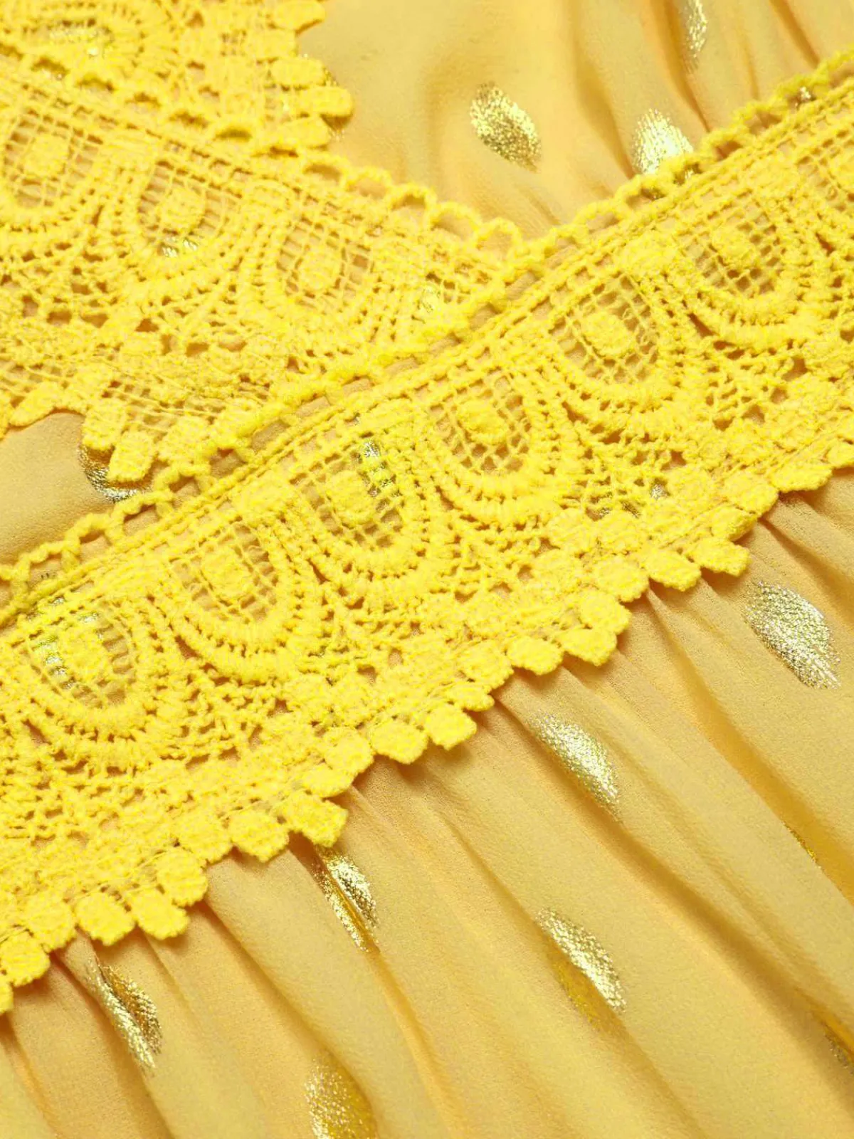Online Retro Stage Yellow 1950s Lace Patchwork Polka Dots Dress Light Yellow