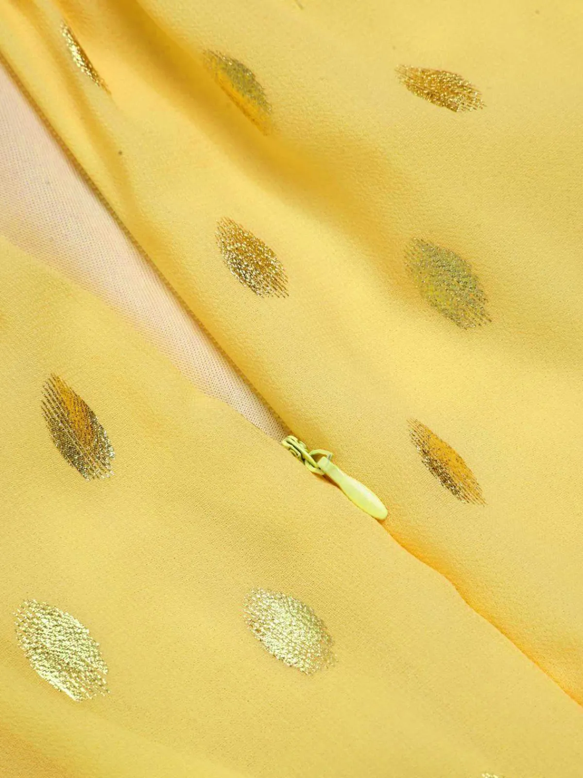 Online Retro Stage Yellow 1950s Lace Patchwork Polka Dots Dress Light Yellow