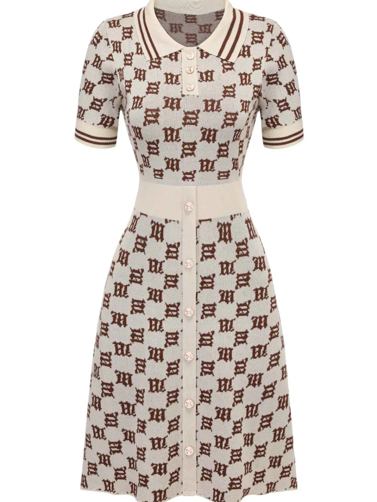 Clearance Retro Stage 1940s Lapel Plaid Buttoned Dress Yellow