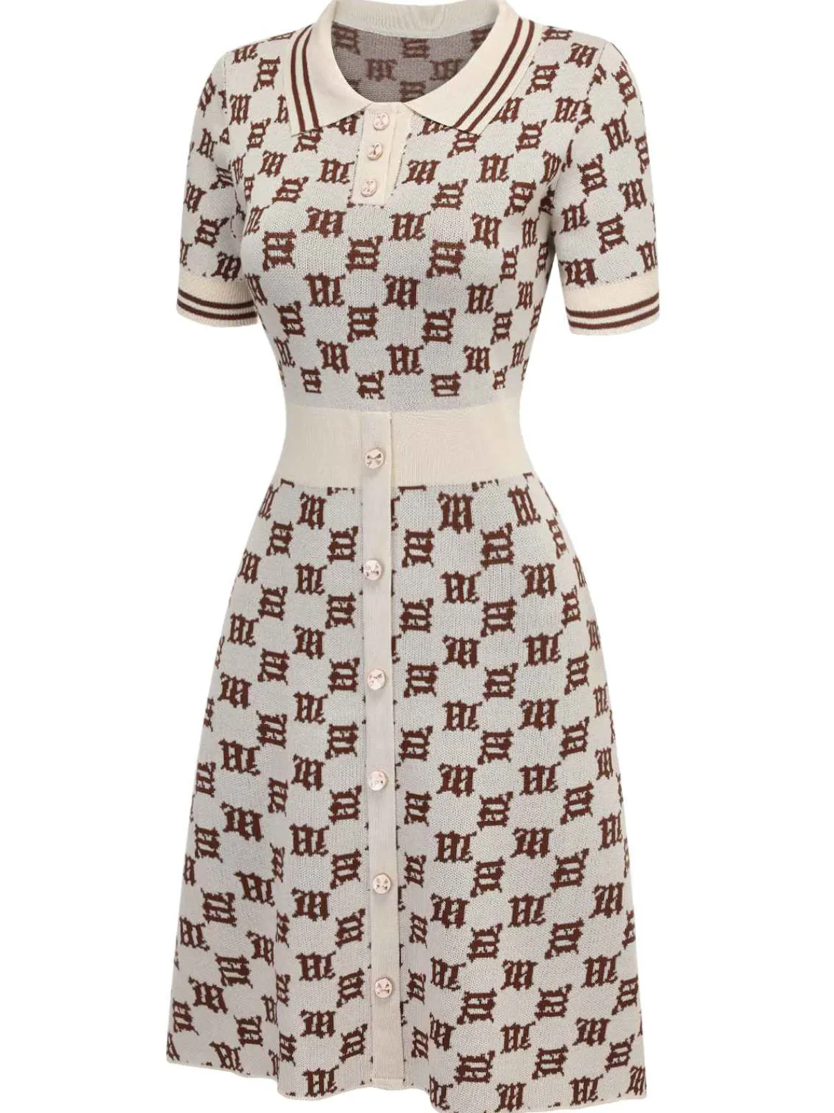 Clearance Retro Stage 1940s Lapel Plaid Buttoned Dress Yellow