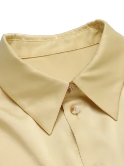 Discount Retro Stage 1940s Lapel Puff Sleeve Solid Blouse Yellow