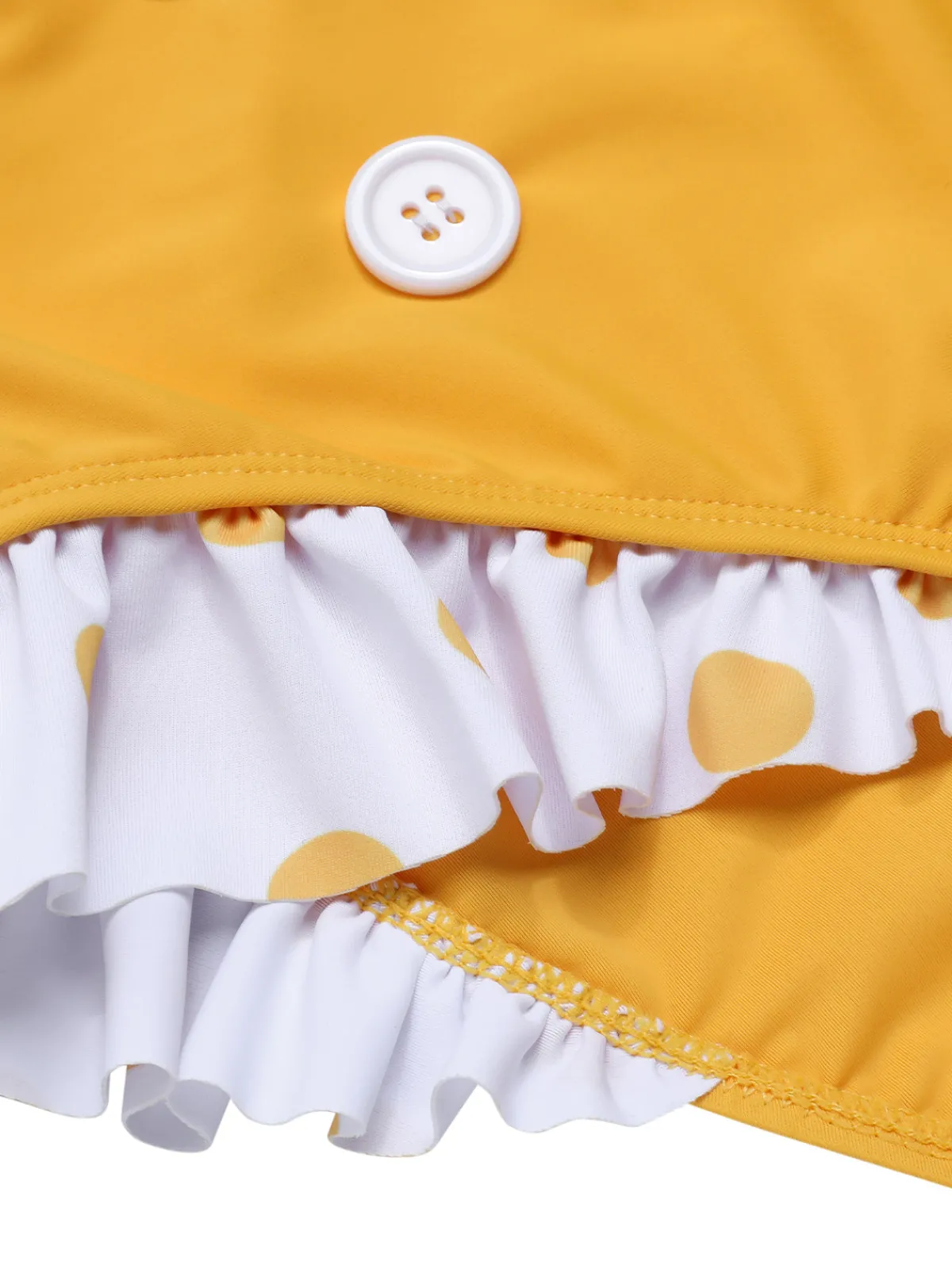 Sale Retro Stage 1940s Polka Dot Ruffle Swimsuit Yellow